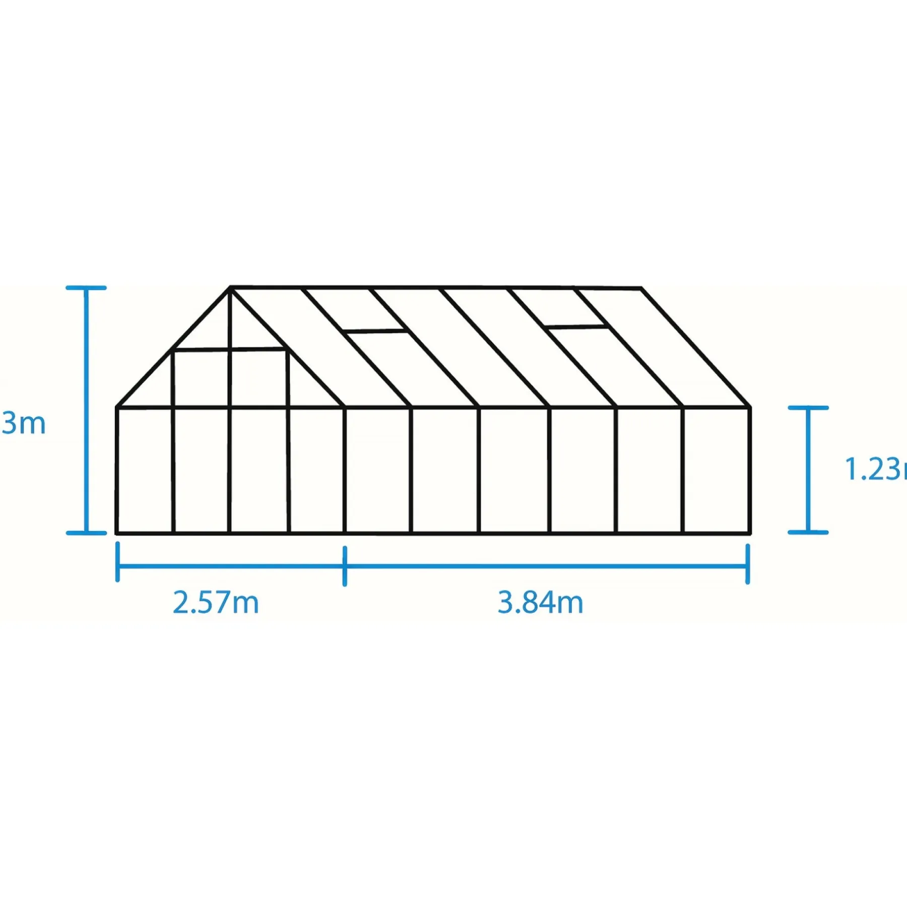 DRIVHUS INKL. SOKKEL 3 MM HÆRDET GLAS HELE BANER SORT 9,9 M2>Outrium Outlet