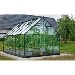 Drivhuse ^ Outrium DRIVHUS INKL. SOKKEL 3 MM DELT GLAS SORT 9,9 M2