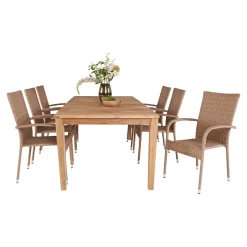 Havemøbelsæt ^ Outrium GILI/NAPOLI MED 6 STOLE HAVEMØBELSÆT TEAK/NATUR
