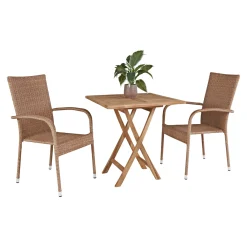 Cafesæt ^ Outrium JAVA/NAPOLI MED 2 STOLE CAFESÆT TEAK/NATUR