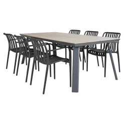 Havemøbelsæt ^ Outrium LEROS/MURCIA BORD + 6 STOLE HAVEMØBELSÆT GRÅ / SORT