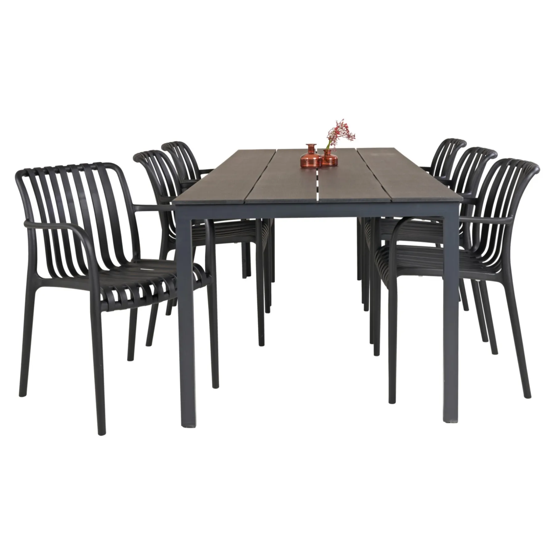 PISA/MURCIA BORD + 6 STOLE HAVESÆT SORT>Outrium Discount
