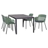 TOSCANA/LAGOS MED 4 STOLE HAVEMØBELSÆT SORT/GRØN>Outrium Outlet