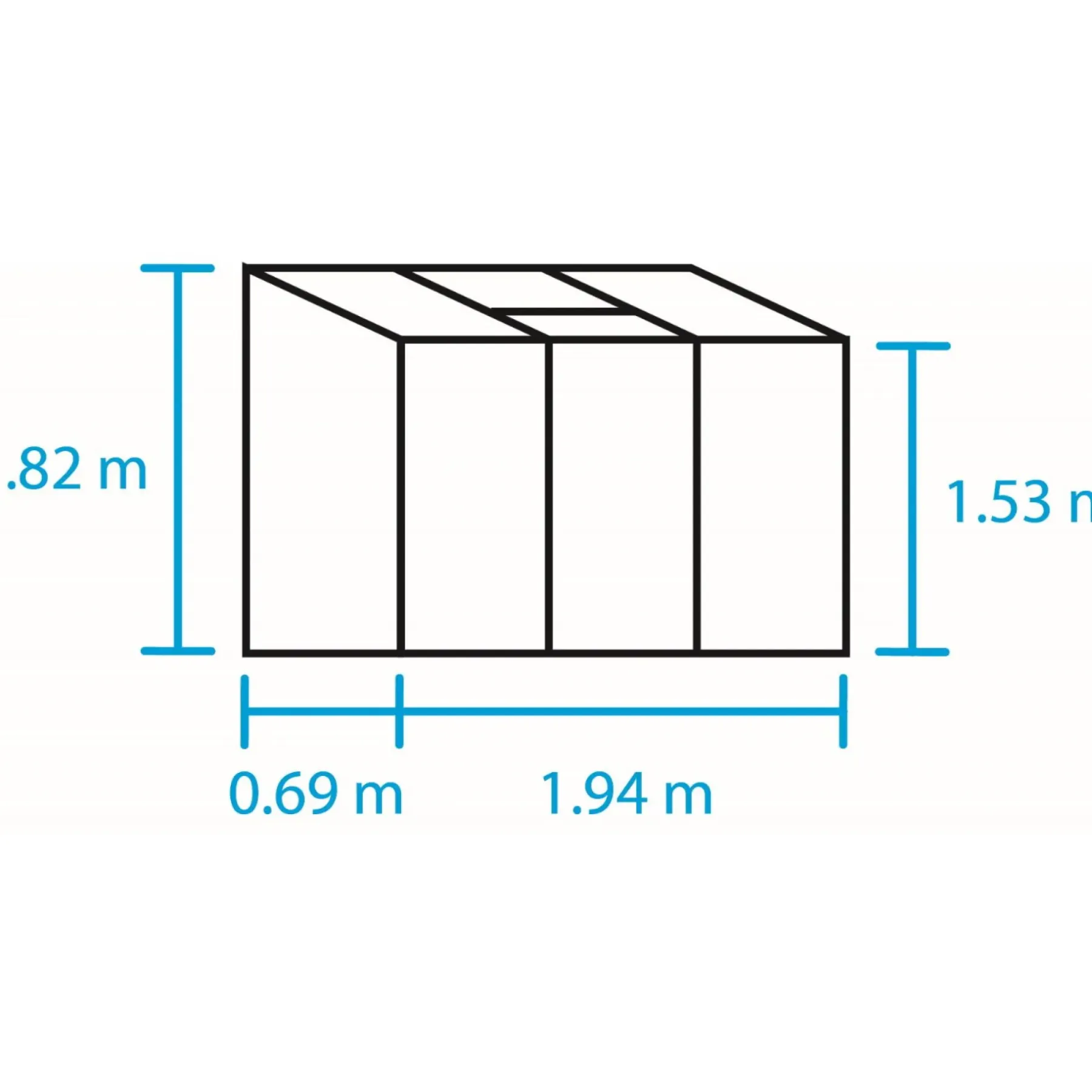 VÆGDRIVHUS 3 MM DELT GLAS SORT 1,3 M2>Outrium Sale