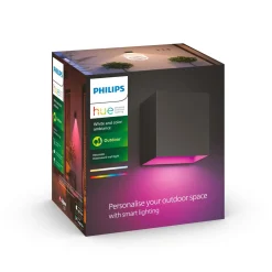 Smart Belysning ^ Philips Hue RESONATE DOWNWARD UDENDØRS VÆGLAMPE 8W SORT