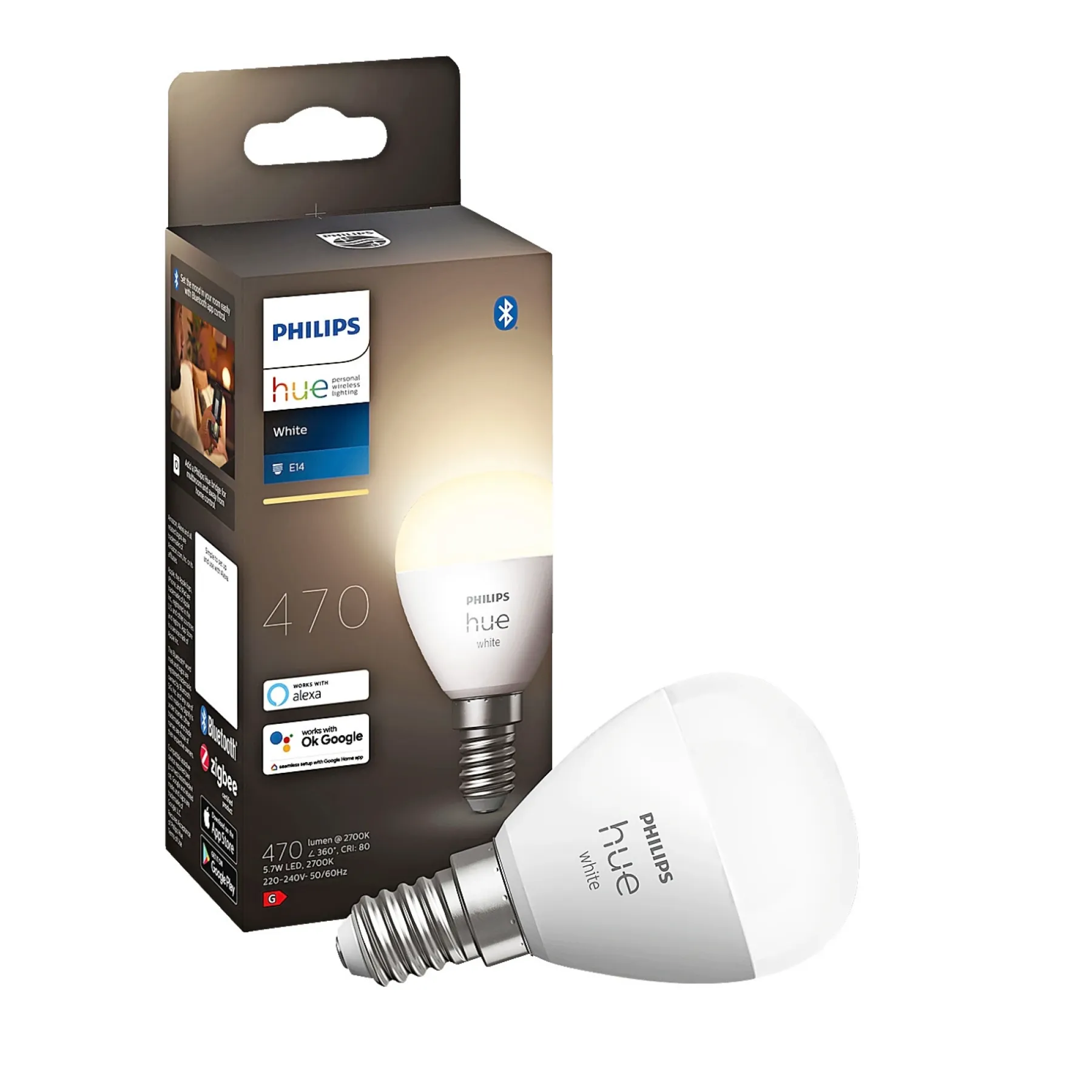 Smart Belysning ^ Philips Hue W SMART LED PÆRE E14 KRONE 6W