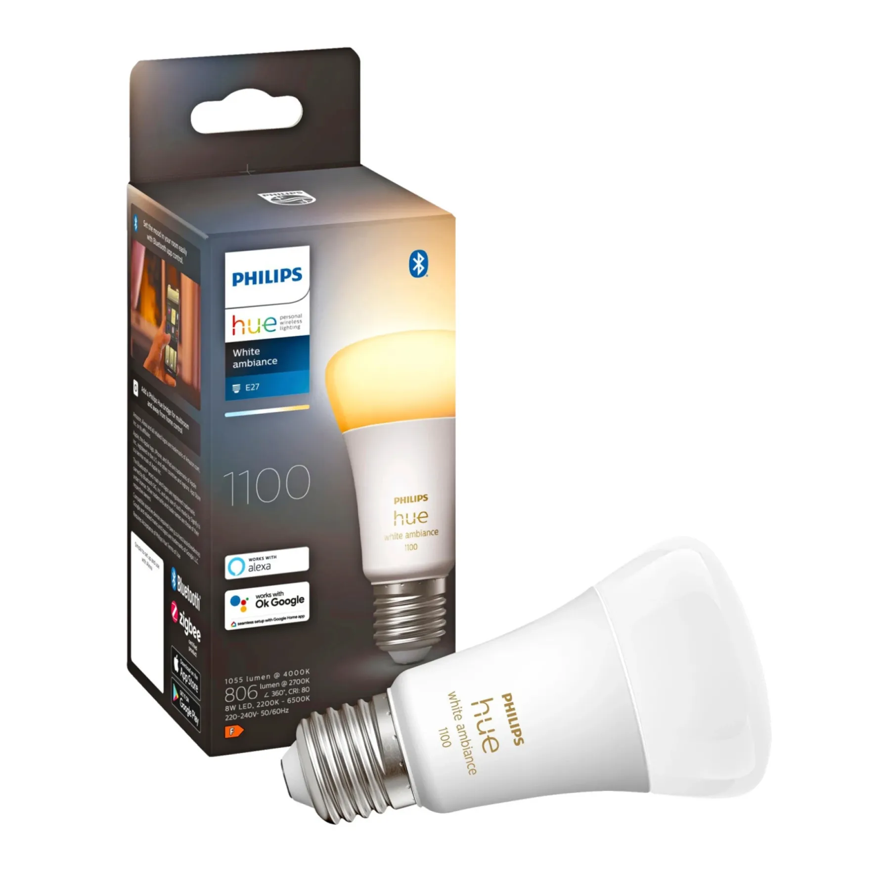 Smart Belysning ^ Philips Hue WA SMART LED PÆRE E27 STANDARD 11W