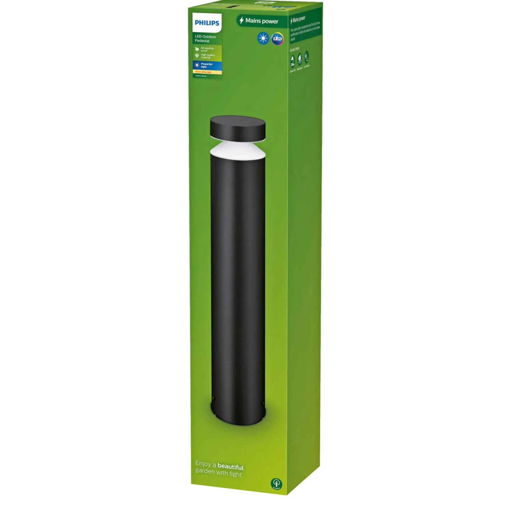 Bedlamper & Havelamper ^ Philips LAVEN UDENDØRS VÆGLAMPE SORT 51,5 CM