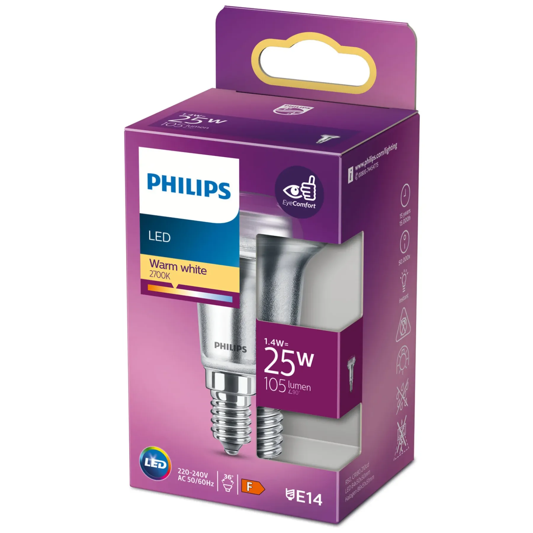 Led ^ Philips LED PÆRE REFLEKTOR E14 1W