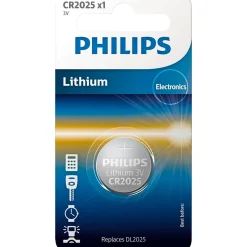Batterier ^ Philips LITIUM CR2025 KNAPCELLE BATTERI 1 STK/PAK