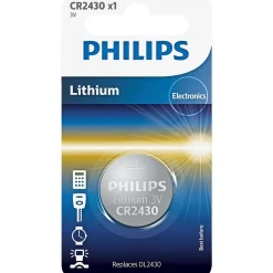 Batterier ^ Philips LITIUM CR2430 KNAPCELLE BATTERI 1 STK/PAK