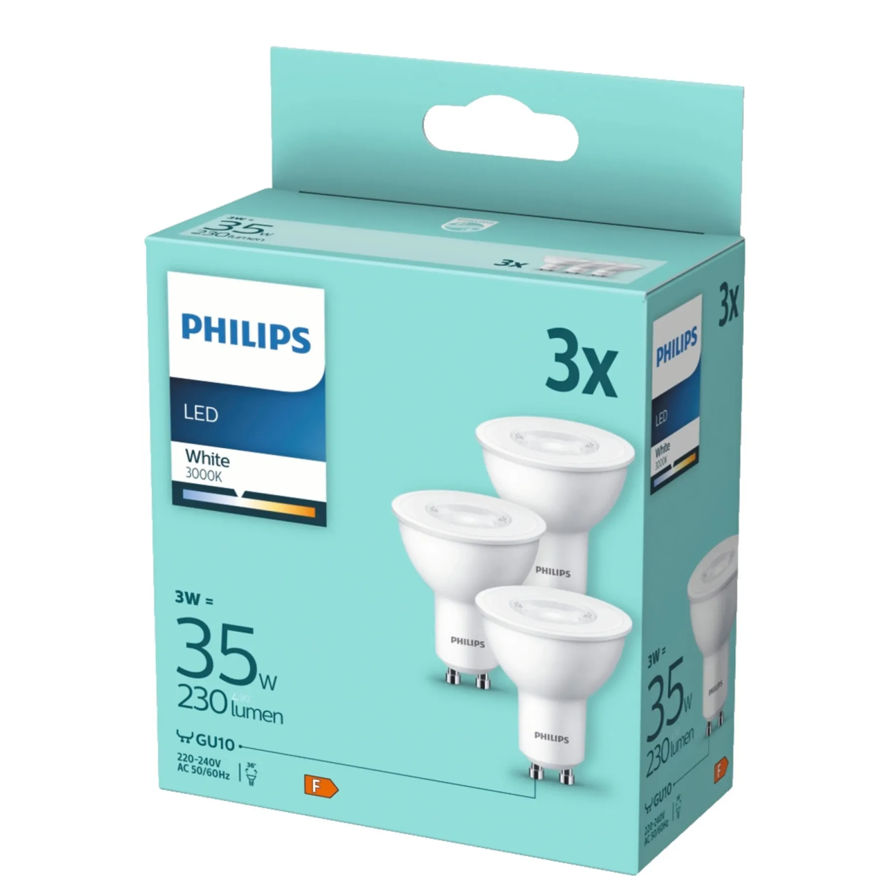 Led ^ Philips 3-PAK LED PÆRE SPOT GU10 3W