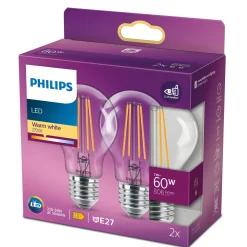 Led ^ Philips 2-PAK LED PÆRE STANDARD E27 7W