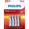 Batterier ^ Philips POWER ALKALINE AAA BATTERI 4 STK/PK
