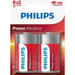 Batterier ^ Philips POWER ALKALINE D BATTERI 2 STK/PAK