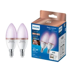 Smart Belysning ^ Philips Smart COLOR 2-PAK LED PÆRE E14 KERTE 5W