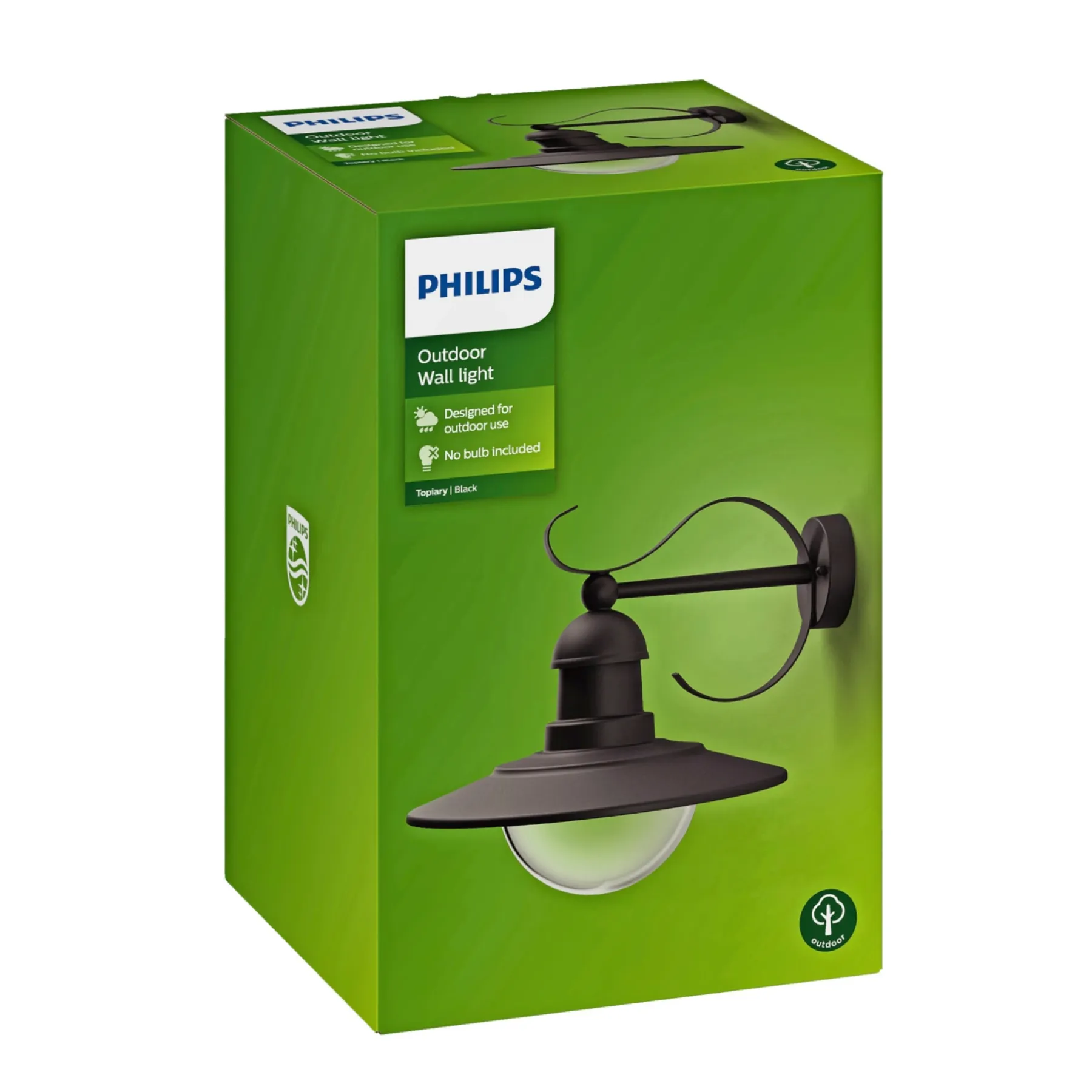 Væglamper Ude ^ Philips TOPIARY UDENDØRS VÆGLAMPE SORT 60W