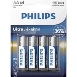 Batterier ^ Philips ULTRA ALKALINE AA BATTERI 4 STK/PK