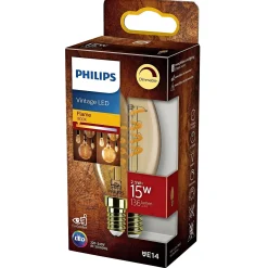 Dekorationspærer ^ Philips VINTAGE DÆMPBAR GULD DEKOPÆRE KERTE E14 15W