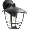 CREEK NED U/SENSOR UDENDØRS VÆGLAMPE SORT 60W>Philips Hot