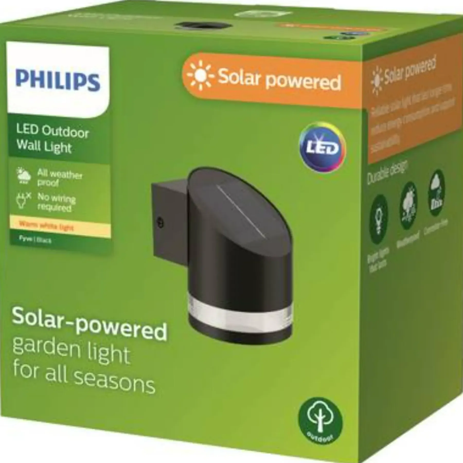 FYVE SOLCELLE VÆGLAMPE SORT 1,5W>Philips Online