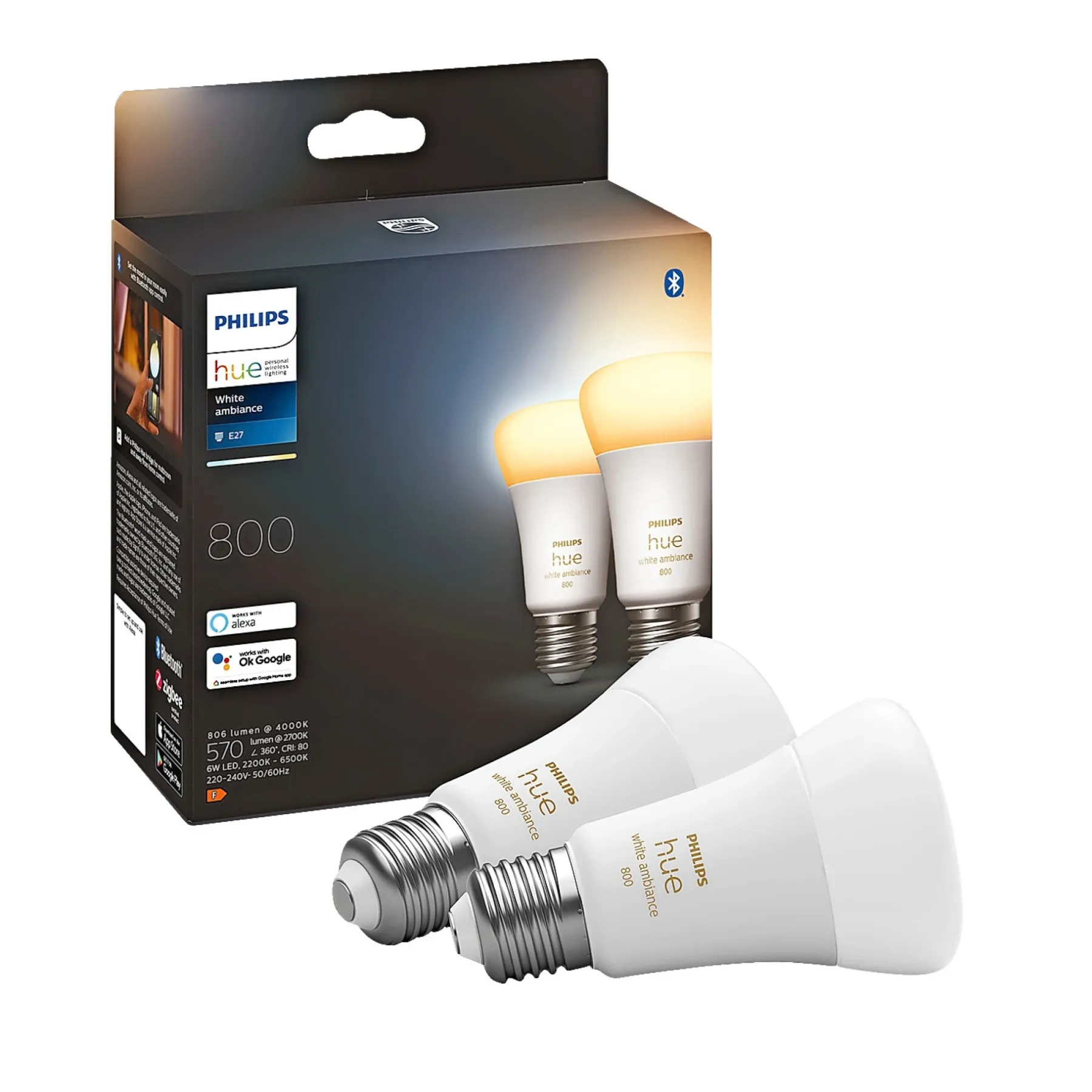 WA 2-PAK SMART LED PÆRE E27 STANDARD 9W>Philips Hue Clearance