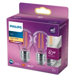 2-PAK LED PÆRE KRONE E27 4W>Philips Clearance