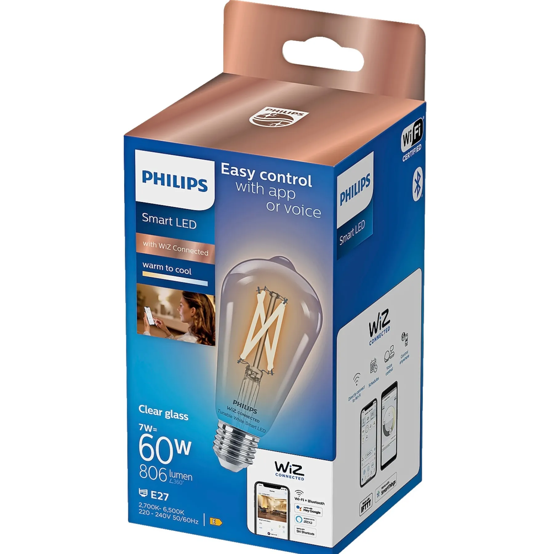 TUNABLE WHITE LED PÆRE E27 DEKO 7W>Philips Smart Online