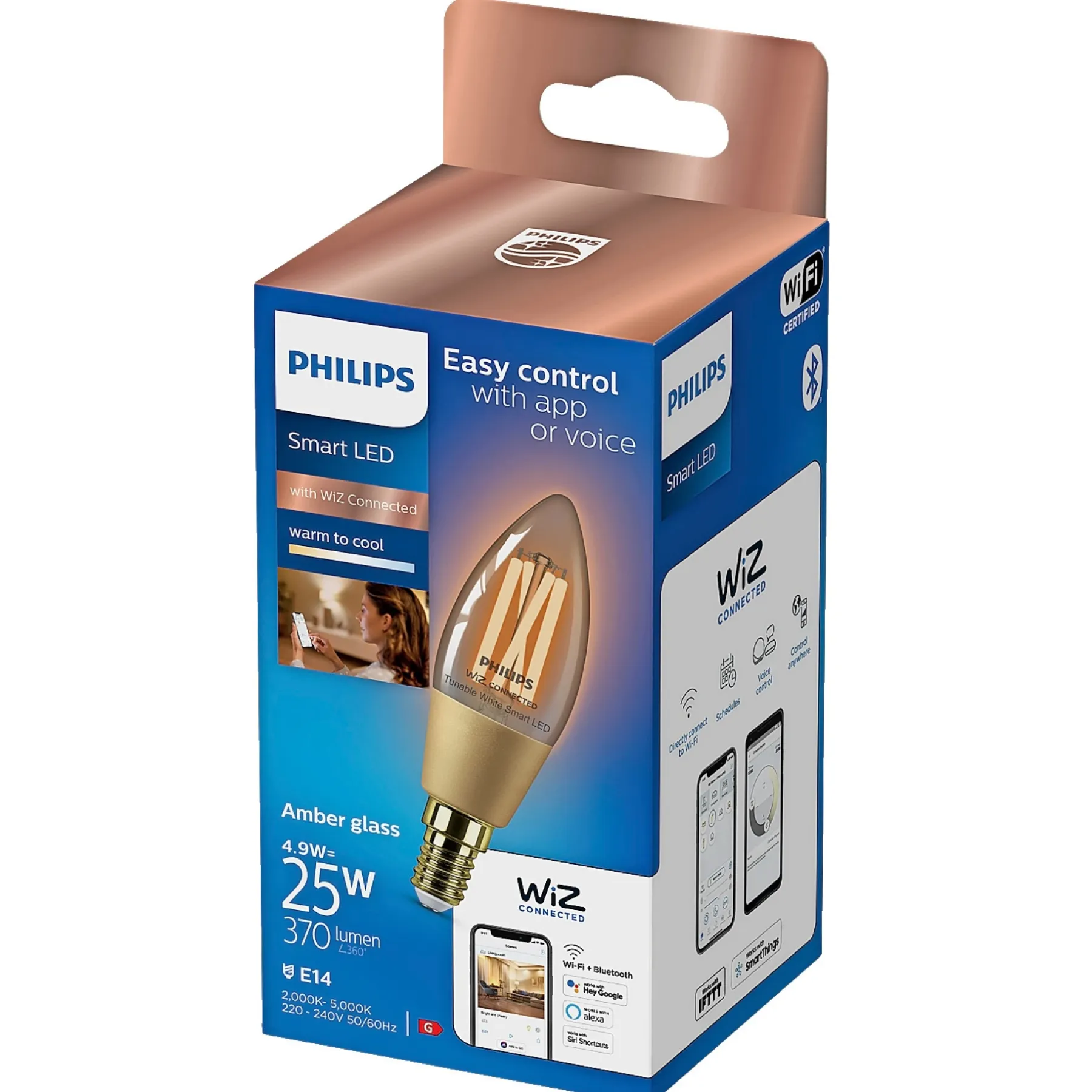 TUNABLE WHITE LED PÆRE E14 KERTE 5W>Philips Smart New