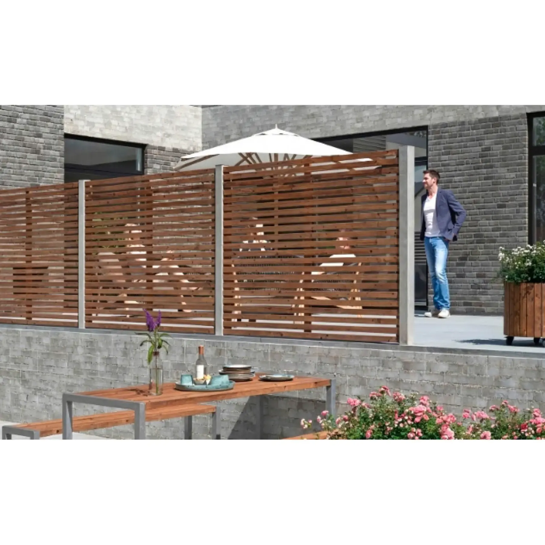 Træhegn ^ Plus TOKYO HEGN THERMOWOOD® GYLDENBRUN 180 X 140 CM
