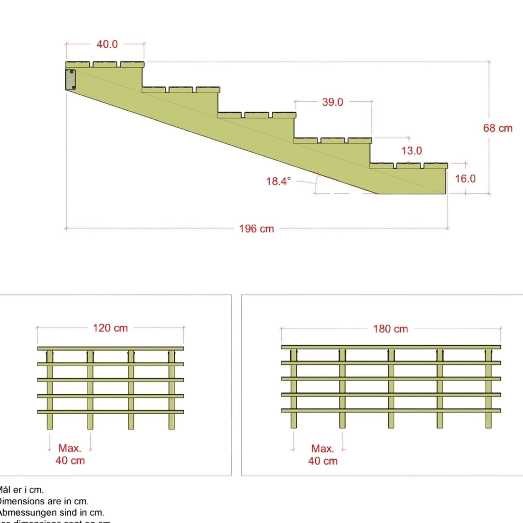 Trappevanger ^ Plus TERRASSETRAPPE 1200 X 680 MM
