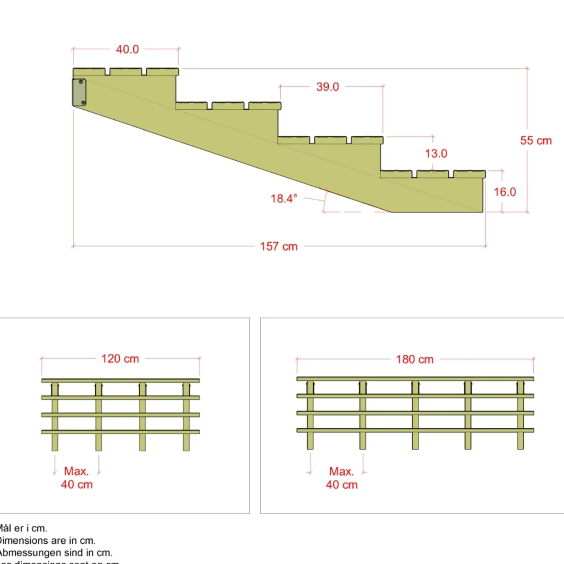 Trappevanger ^ Plus 4 TRIN TERRASSETRAPPE 1200 X 550 MM