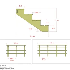 4 TRIN TERRASSETRAPPE 1800 X 710 MM>Plus Sale