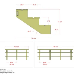 Trappevanger ^ Plus 3 TRIN TERRASSETRAPPE 1200 X 540 MM