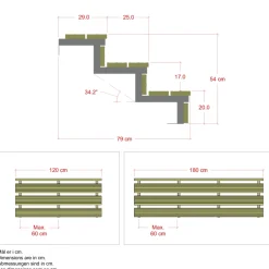 Trappevanger ^ Plus 3 TRIN TERRASSETRAPPE 1800 X 540 MM