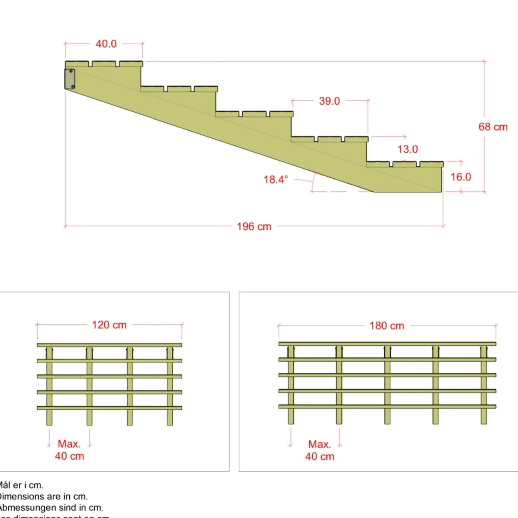 5 TRIN TERRASSETRAPPE 1800 X 680 MM>Plus Clearance
