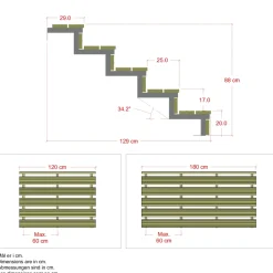 Trappevanger ^ Plus 5 TRIN TERRASSETRAPPE 1800 X 880 MM