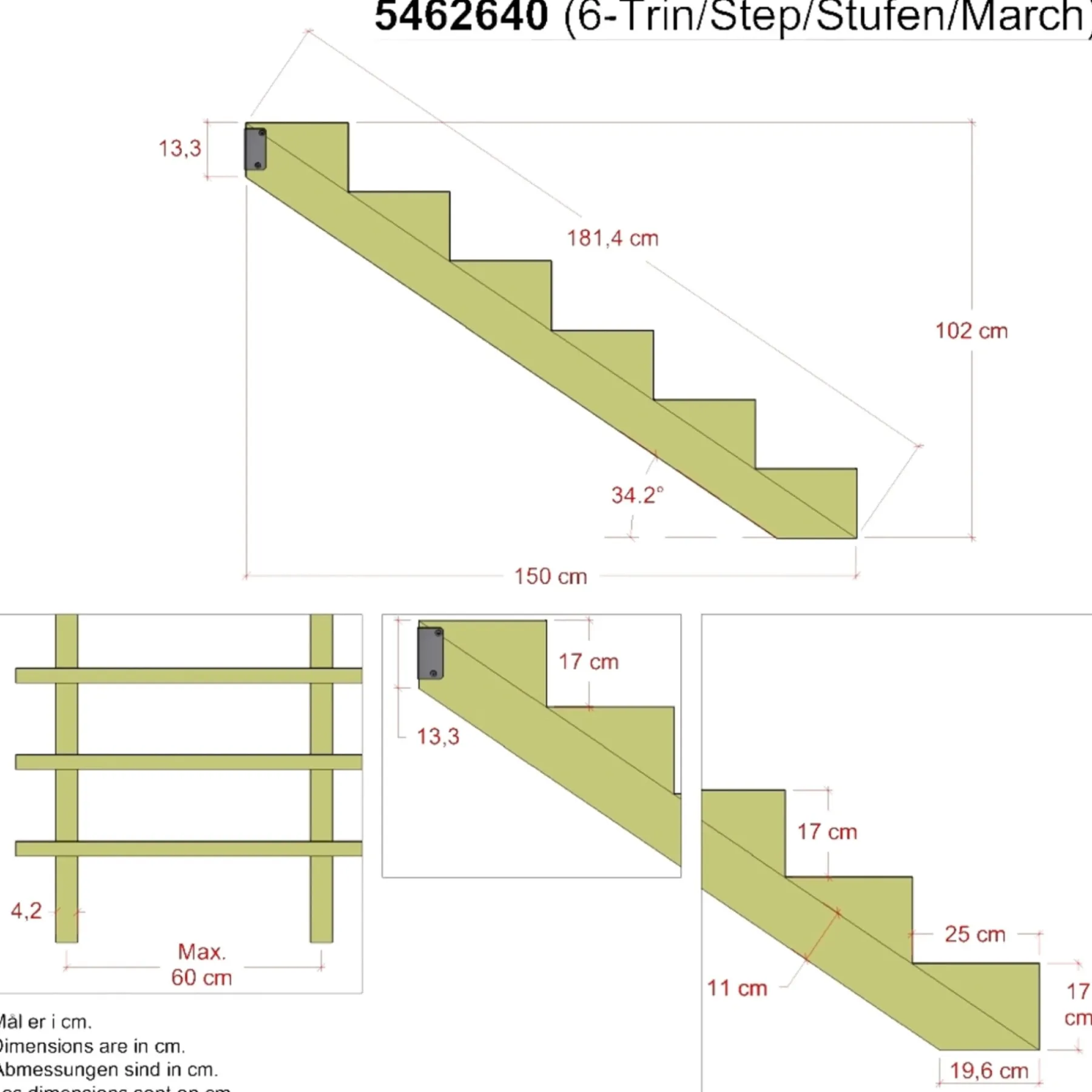 Trappevanger ^ Plus 6 TRIN TRAPPEVANGE 42 X 1020 MM