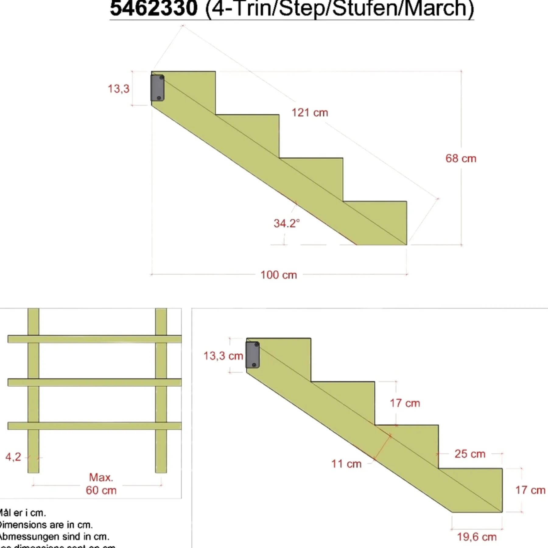 4 TRIN TRAPPEVANGE 42 X 680 MM>Plus Online