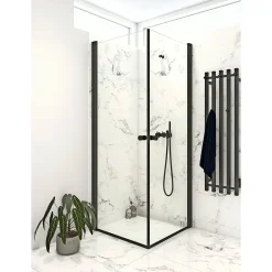 Brusevægge ^ Scanbad FLEXI SORT PROFIL, 1 STK. BRUSEDØR KLAR GLAS 79 CM