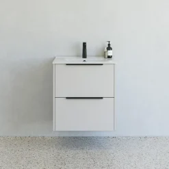 Badeværelsesmøbler ^ Scanbad NOW GLAT BADMØBEL MAT SAND 2 SKUFFER 61 CM