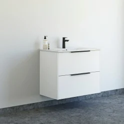 Badeværelsesmøbler ^ Scanbad NOW GLAT BADMØBEL HVID MAT 2 SKUFFER 81 CM