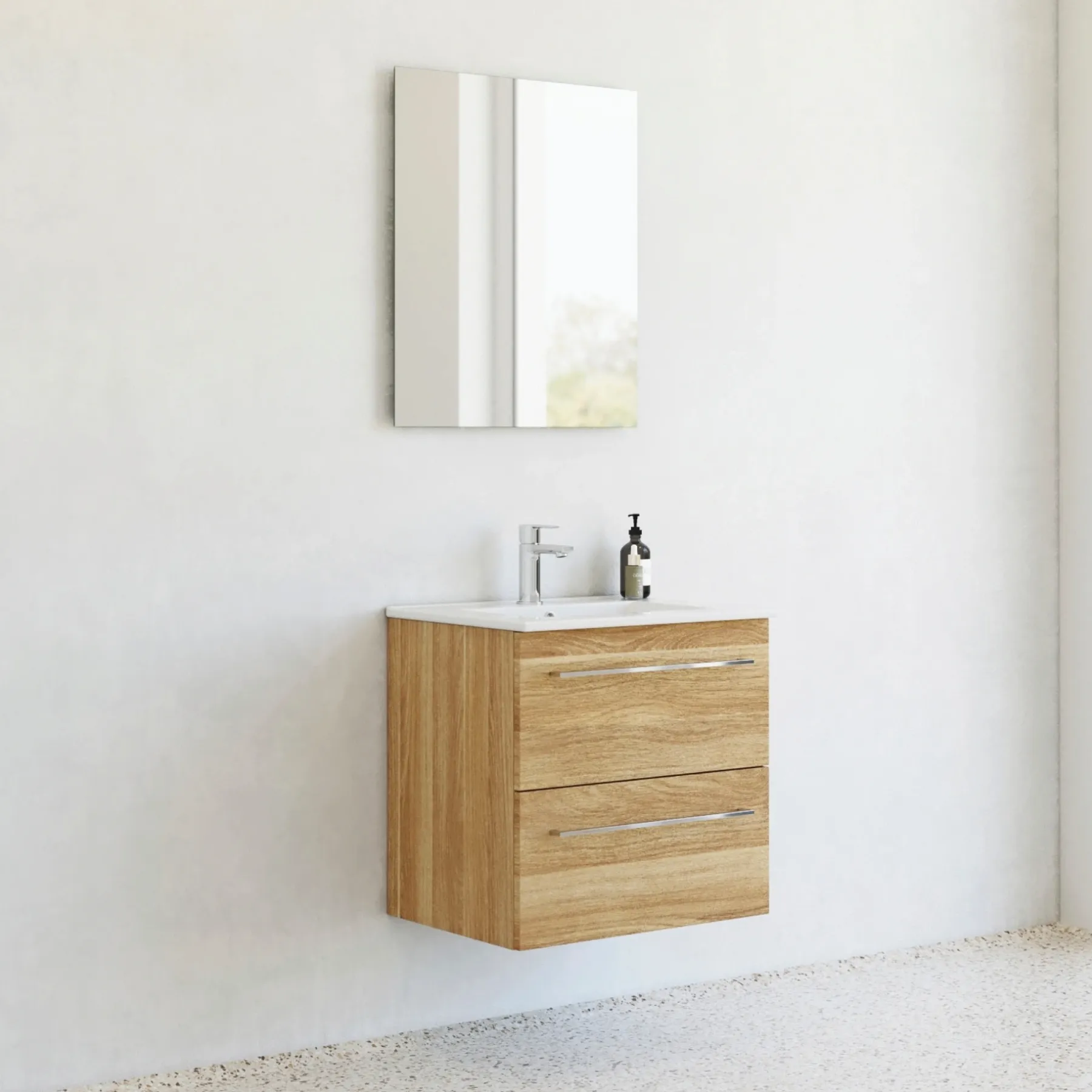 DINA INKL. SELECT SPEJL BADMØBEL VARM EG 2 SKUFFER 61 CM>Scanbad Best