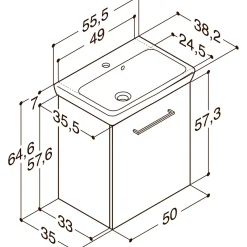 MULTO LOTTO BADMØBEL HVID MAT 1 LÅGE 55 CM>Scanbad Best