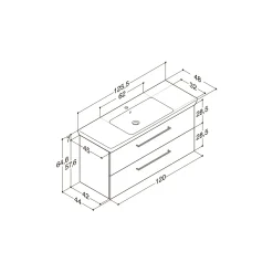 MULTO LOTTO XL BADMØBEL SORT MED METALSKUFFER 125 CM>Scanbad Outlet
