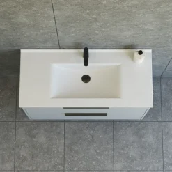 NOW GLAT BADMØBEL MAT LYSEBLÅ 2 SKUFFER 101 CM>Scanbad Outlet