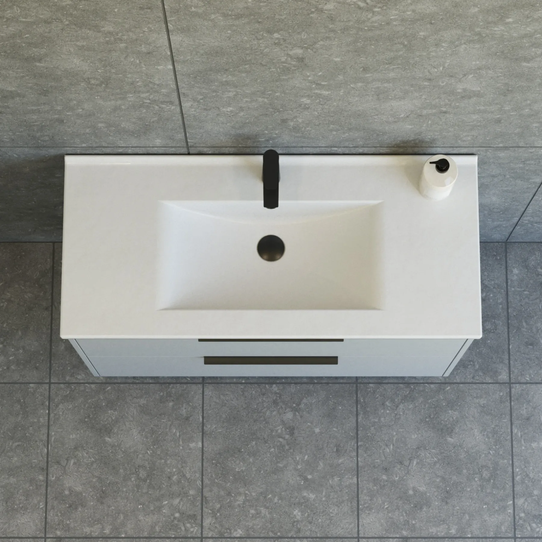 NOW GLAT BADMØBEL MAT LYSEBLÅ 2 SKUFFER 101 CM>Scanbad Outlet