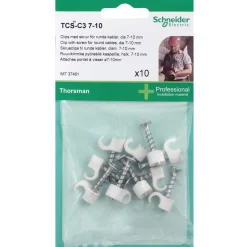 Tilbehør Elinstallationer ^ Schneider Electric THORSMAN RUND Ø7-10 MM HVID 10 STK LEDNINGCLIPS