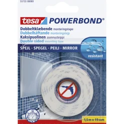 POWERBOND DOBBELT KLÆBENDE SPEJLTAPE 1,50 M X 19 MM HVID>Tesa Sale