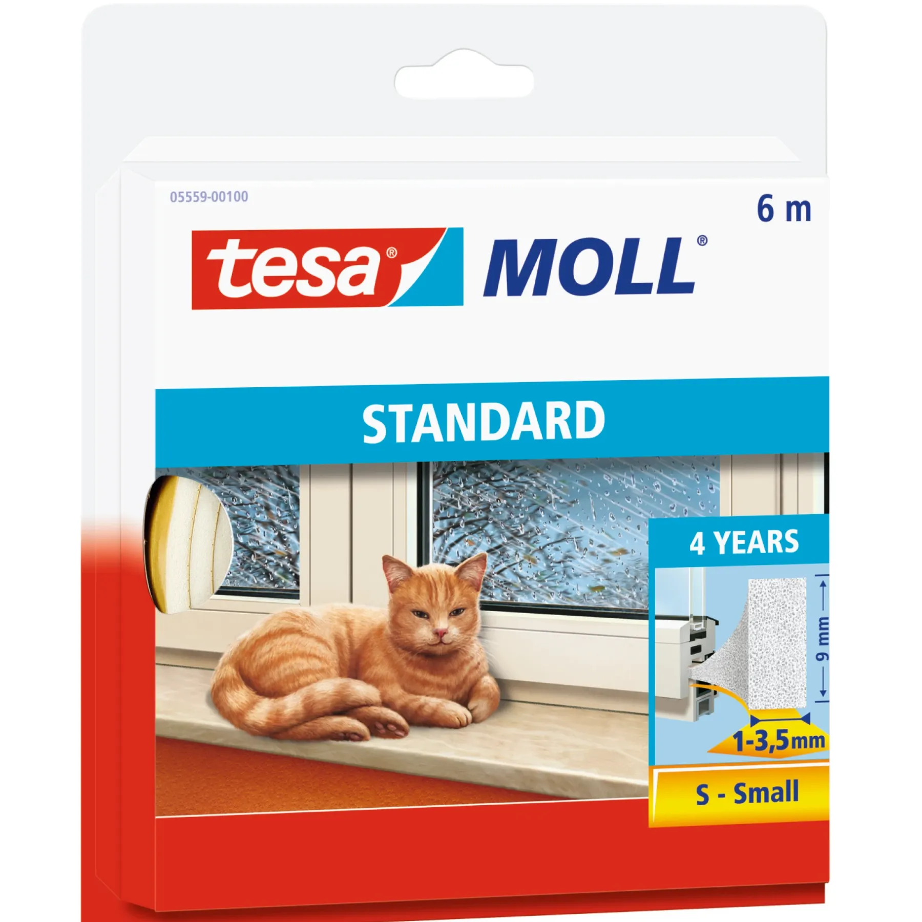 MOLL I-PROFIL TÆTNINGSLISTE 6 M X 9 MM X 4 MM HVID>Tesa Discount
